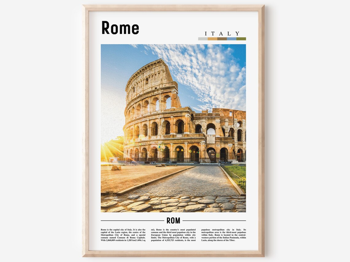 Rome Italy Colosseum Golden Sunrise Travel Photography Poster