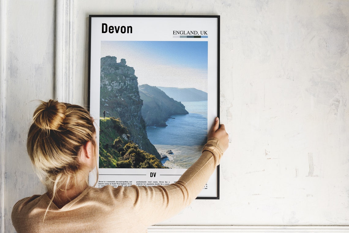 Devon England UK Dramatic Cliffs Coastline Sea View Travel Poster - Image 2