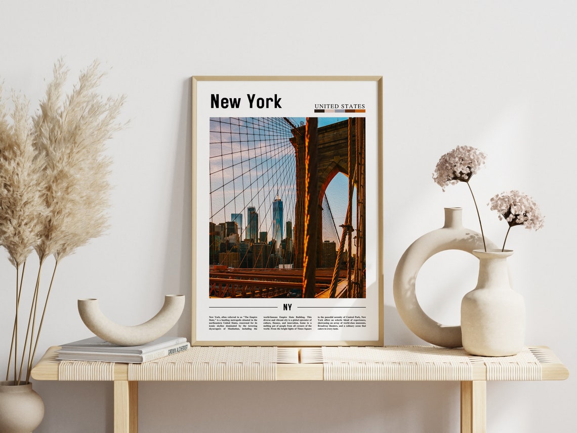New York Brooklyn Bridge Manhattan Skyline Evening Glow Poster - Image 3
