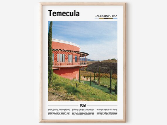 Temecula California Wine Country Hillside Building Color Photo Poster