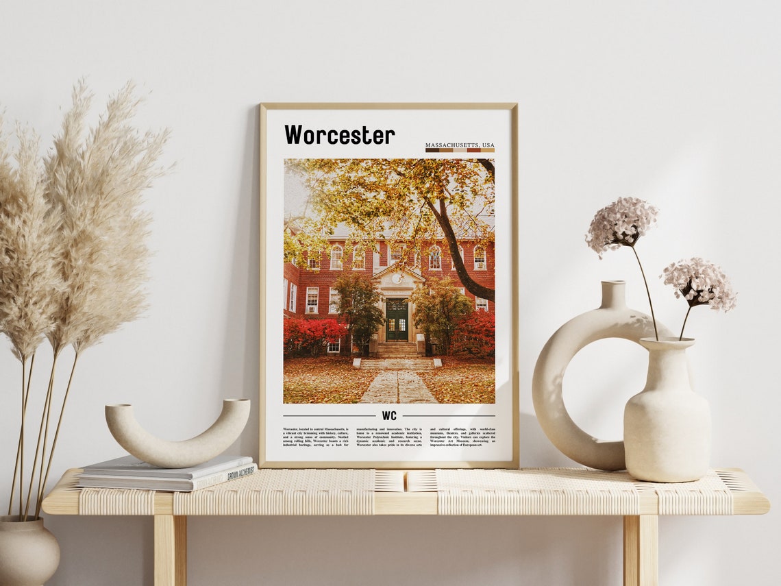 Worcester Massachusetts Autumn Brick Building Color Photo Poster - Image 3