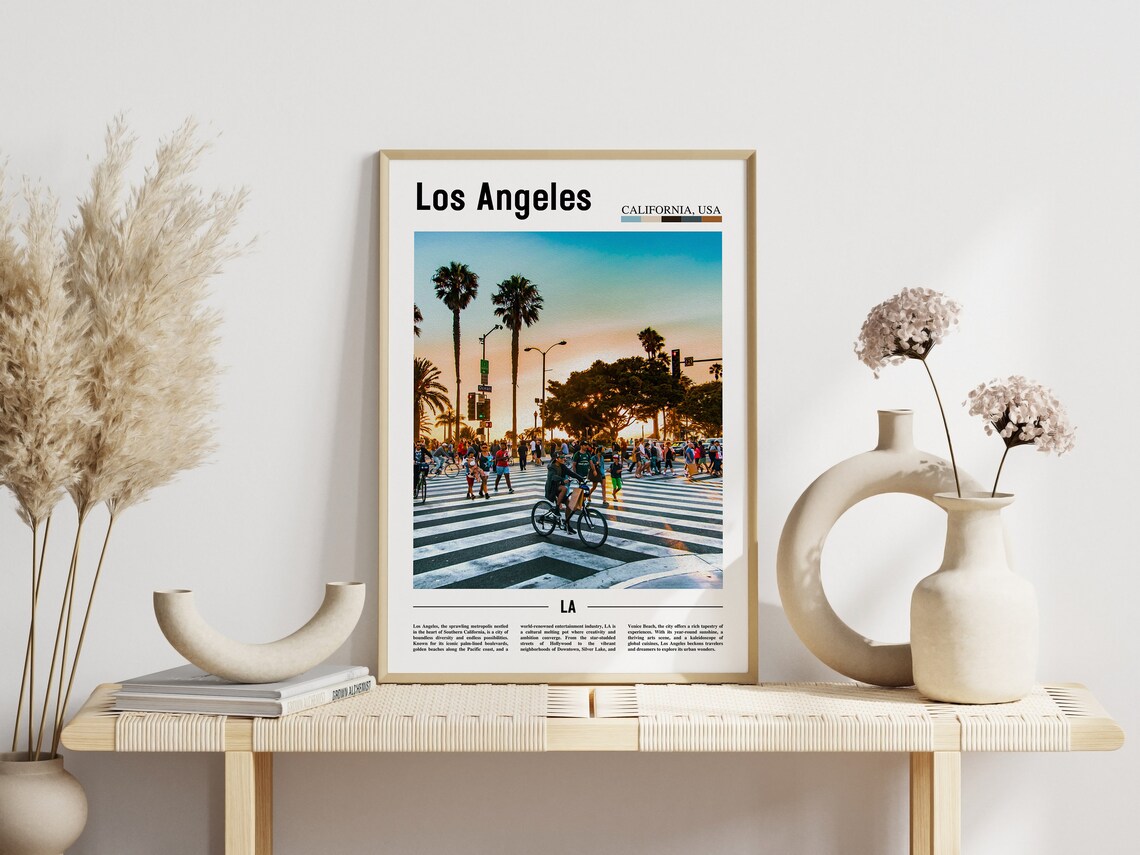 Los Angeles Sunset Crosswalk Palm Trees Street Travel Poster - Image 3