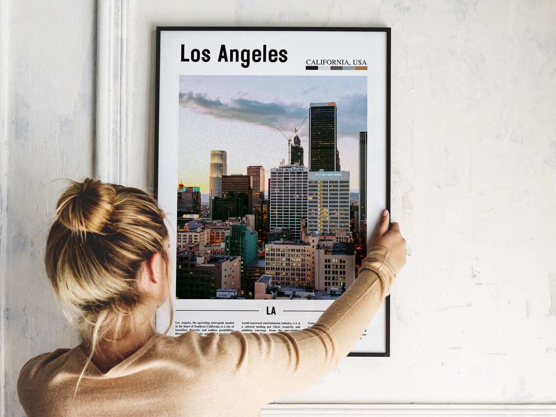 Los Angeles Downtown Towers Golden Hour California Travel Poster - Image 2