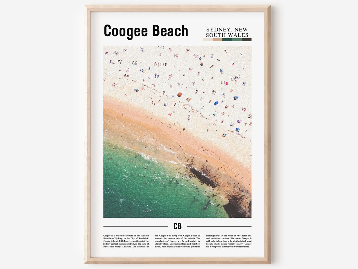 Coogee Beach Print Coogee Beach Poster Coogee Beach Wall Art Minimal Travel Print Minimal City Poster Travel Oil Painting Poster