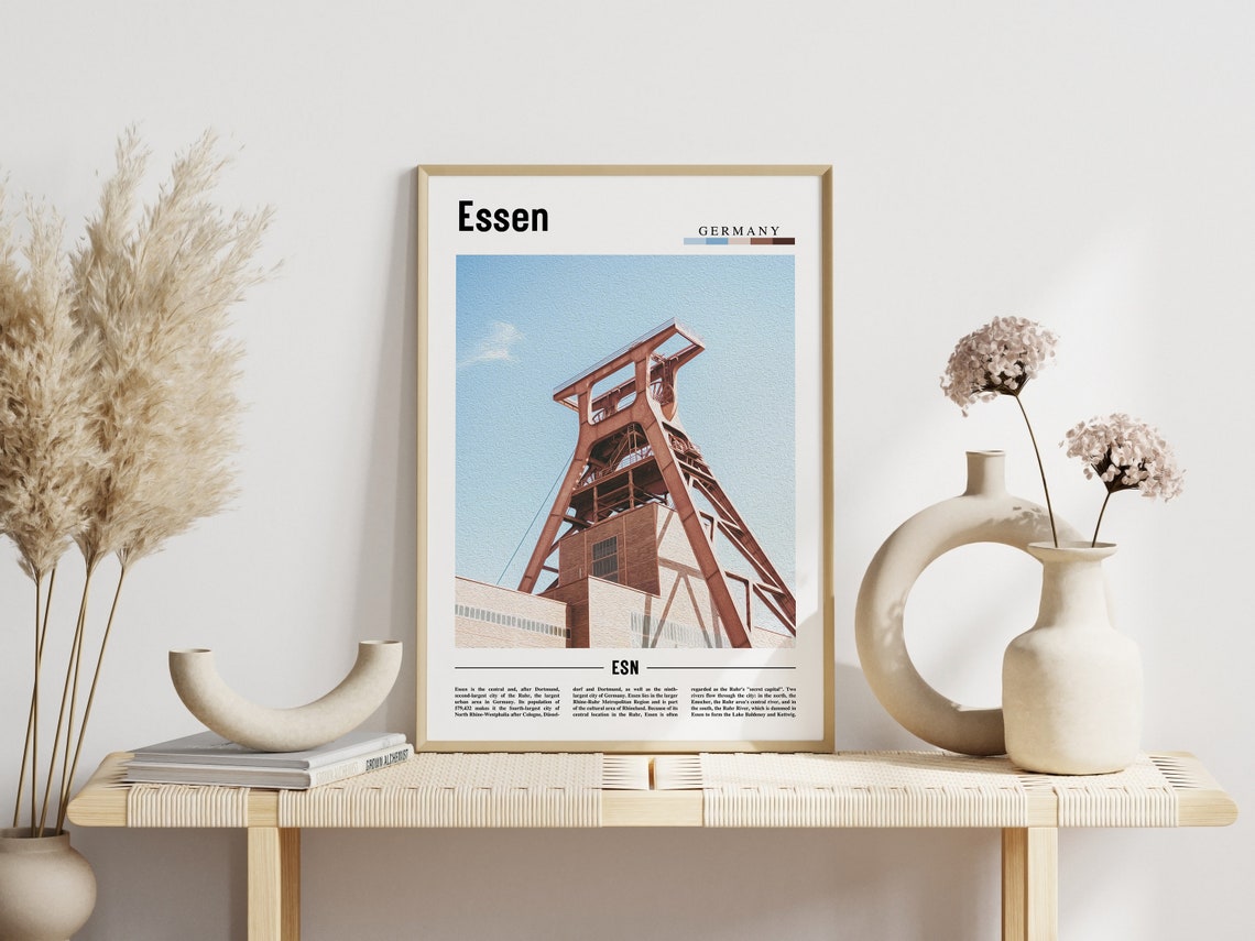 Essen Germany Historic Coal Mine Headframe Landmark Photo Poster - Image 3