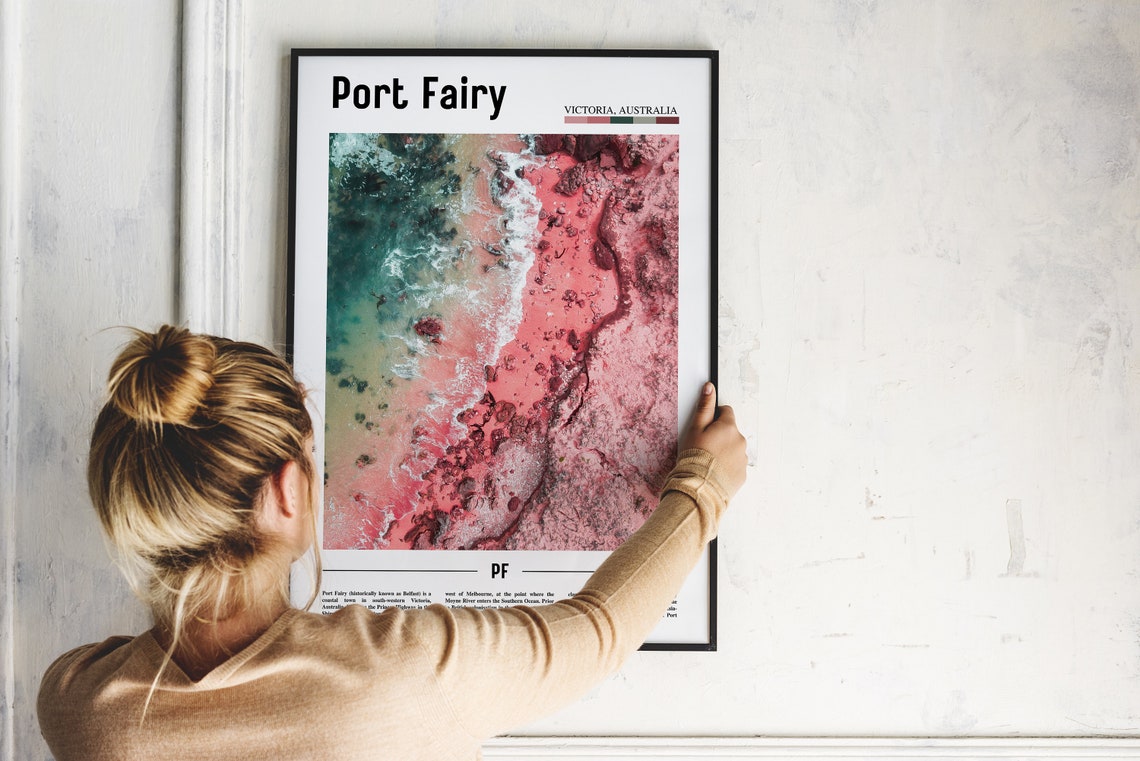 Port Fairy Print Port Fairy Poster Port Fairy Wall Art Minimal Travel Print Minimal City Poster Travel Destination Oil Painting Poster - Image 2