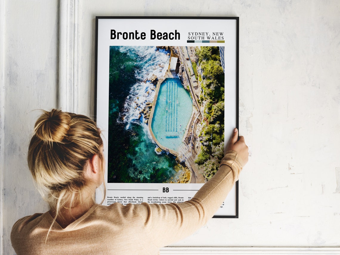 Bronte Beach Sydney Ocean Pool Aerial Coast Australia Travel Poster - Image 2