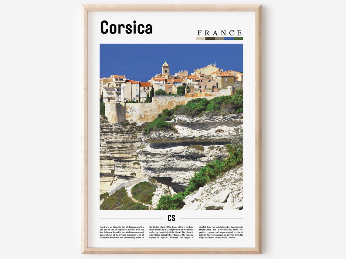Corsica Print Corsica Poster Corsica Wall Art France Photo France Poster France Print France Wall Art Minimal Travel Poster