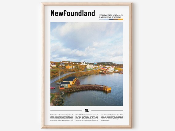 Newfoundland Canada Colorful Coastal Village Harbor Travel Poster