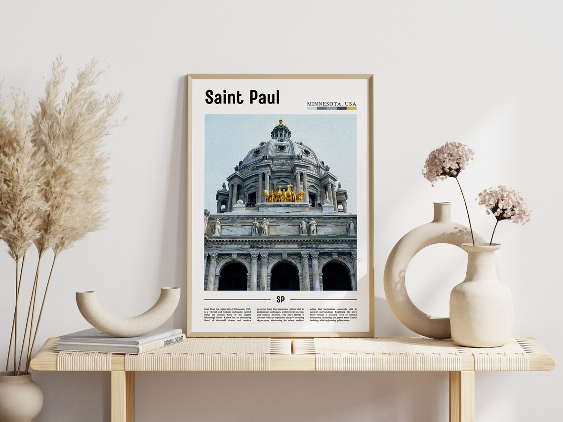 Saint Paul Minnesota State Capitol Golden Dome Landmark Travel Poster - Image 3