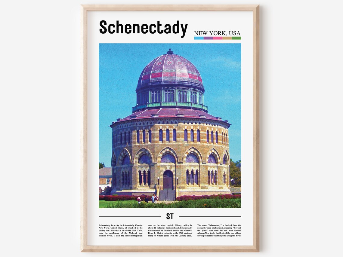 Schenectady New York Domed Landmark Oil Painting Style Poster