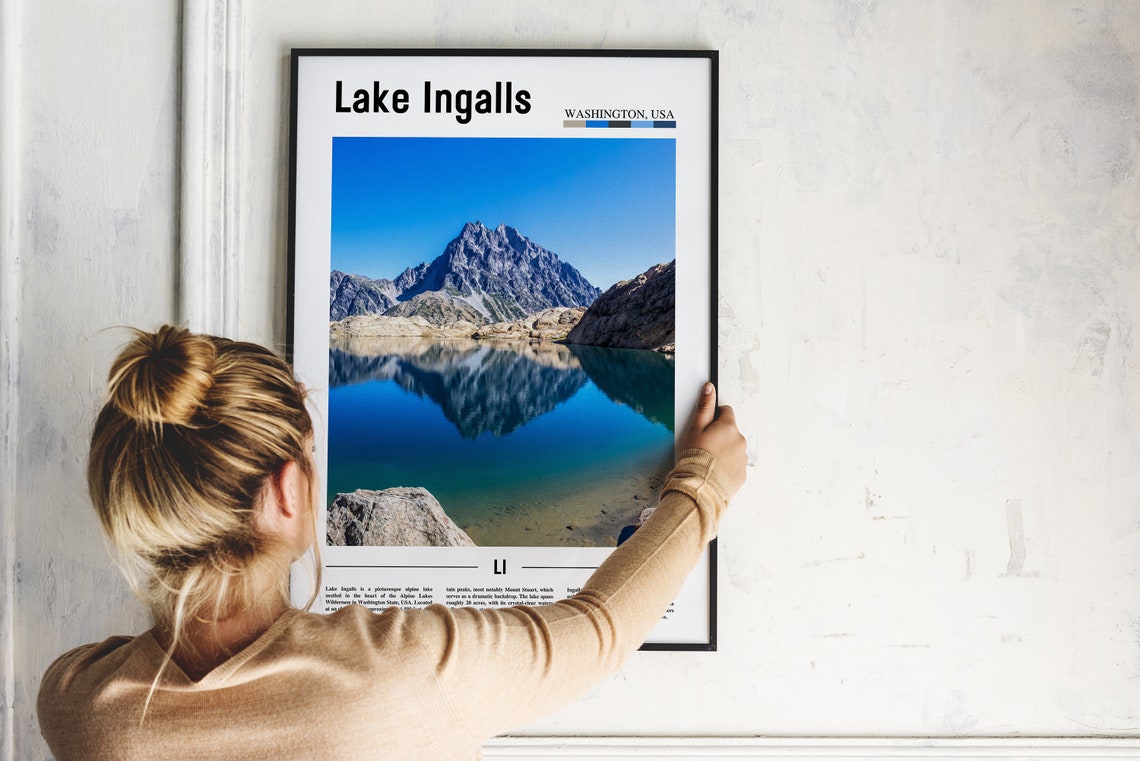 Lake Ingalls Washington Alpine Mirror Reflection Mountain Poster - Image 2