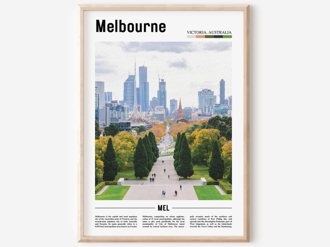 Melbourne Print Melbourne Poster Melbourne Wall Art Oil Painting Poster Colorful City Print City Artwork Travel Artwork Travel Wall Art