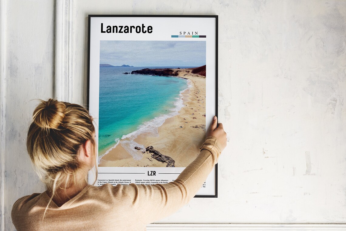 Lanzarote Spain Turquoise Beach Island Coastline Travel Poster - Image 2
