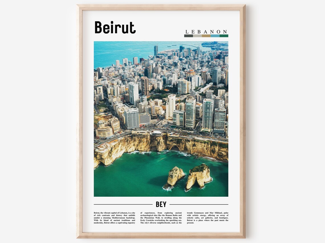 Beirut Travel Poster, Oil-Painting-Style Print