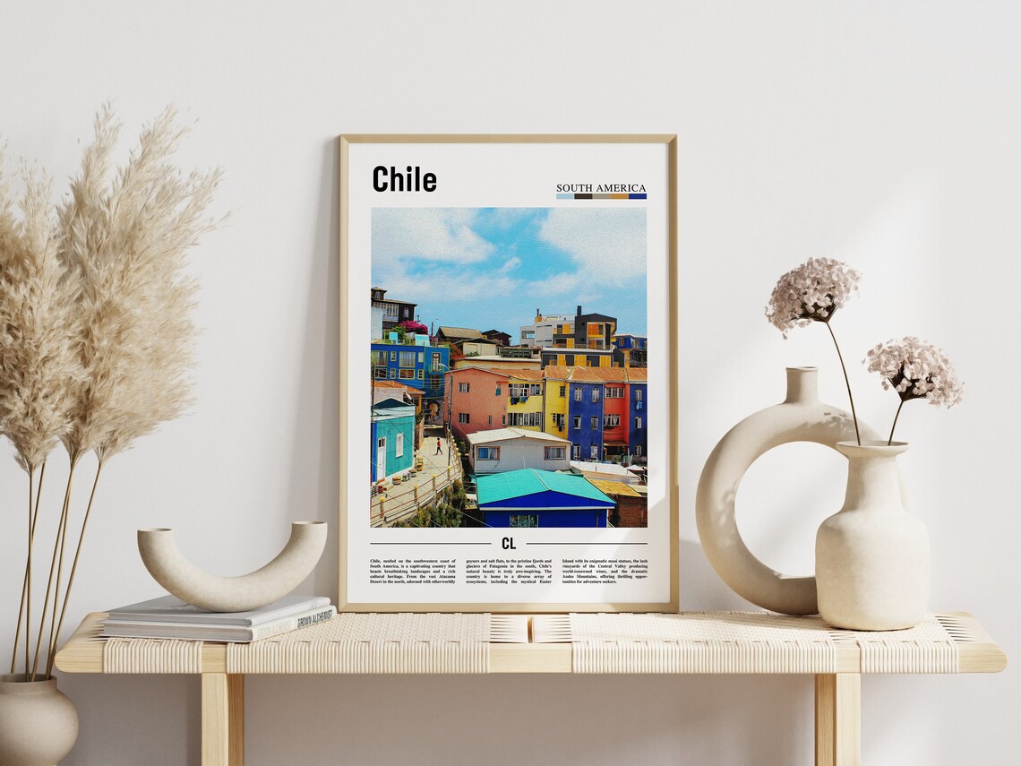 Chile South America Bright Colorful Hillside Town Photo Poster - Image 3