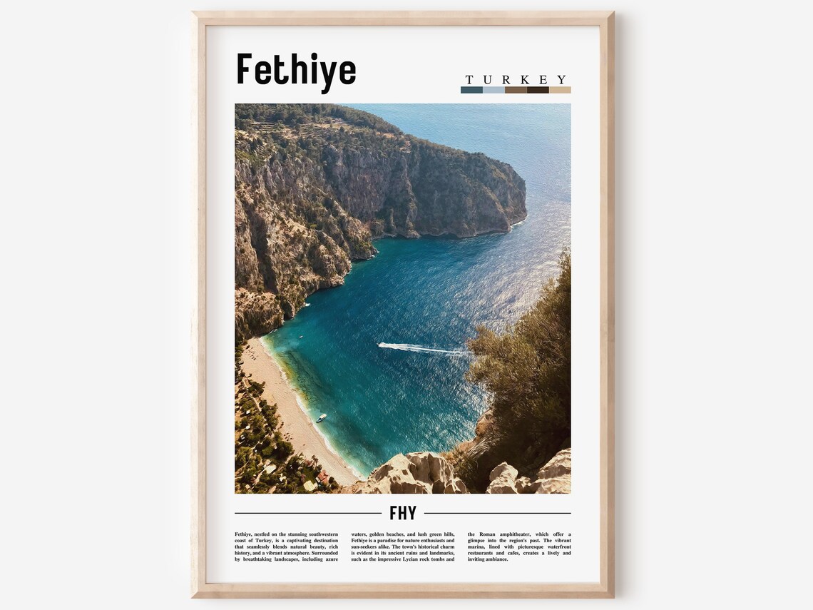 Fethiye Turkey Turquoise Coast Aerial Beach Photo Travel Poster