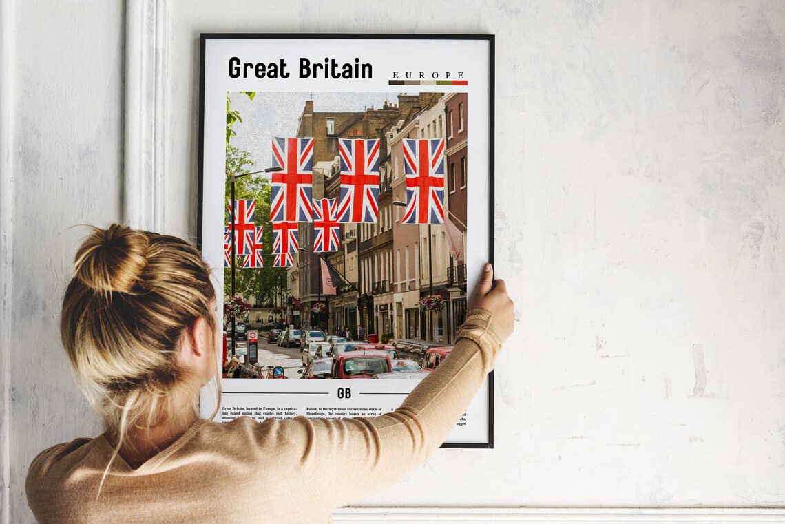 Great Britain Union Jack Street Scene European Travel Poster - Image 2