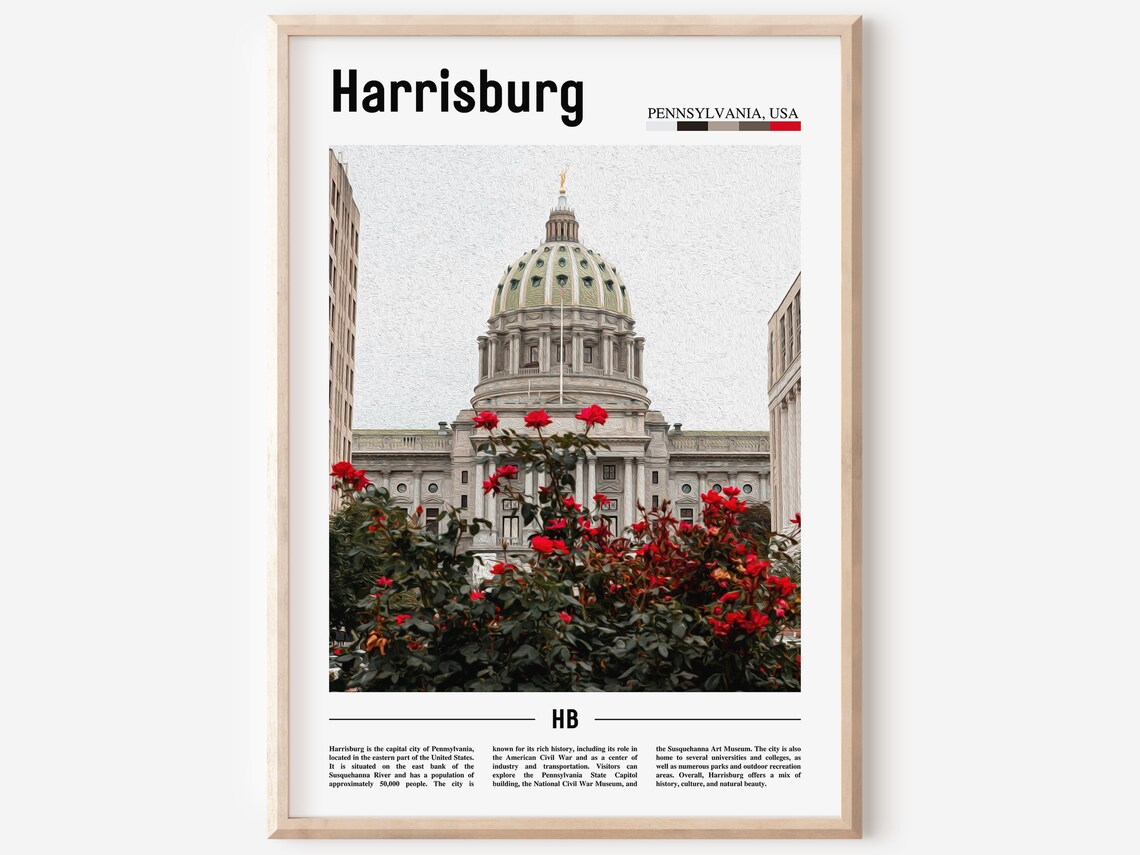 Harrisburg Pennsylvania Capitol Building Travel Photo Poster