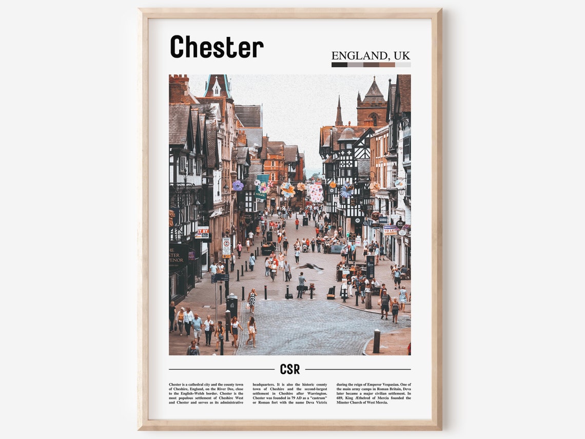 Chester Print Chester Poster Chester Wall Art Minimal Travel Print Minimal City Poster Travel Destination Print Oil Painting Poster