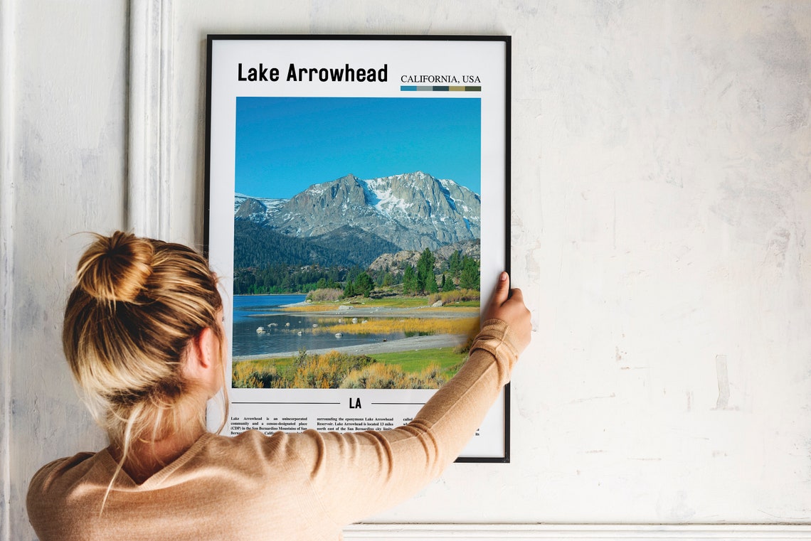 Lake Arrowhead Print Lake Arrowhead Poster Lake Arrowhead Wall Art Oil Painting Poster City Artwork Travel Artwork Travel Wall Art - Image 2