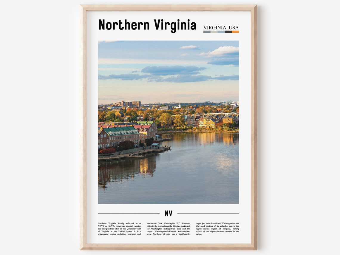 Northern Virginia Print Northern Virginia Poster Northern Virginia Wall Art Oil Painting Poster City Artwork Travel Artwork Travel Art