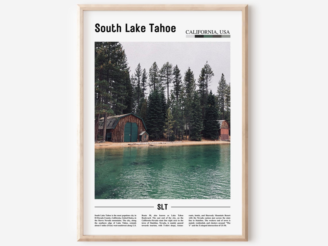 South Lake Tahoe Print South Lake Tahoe Poster South Lake Tahoe Wall Art Minimal Travel Print Minimal City Poster Oil Painting Poster