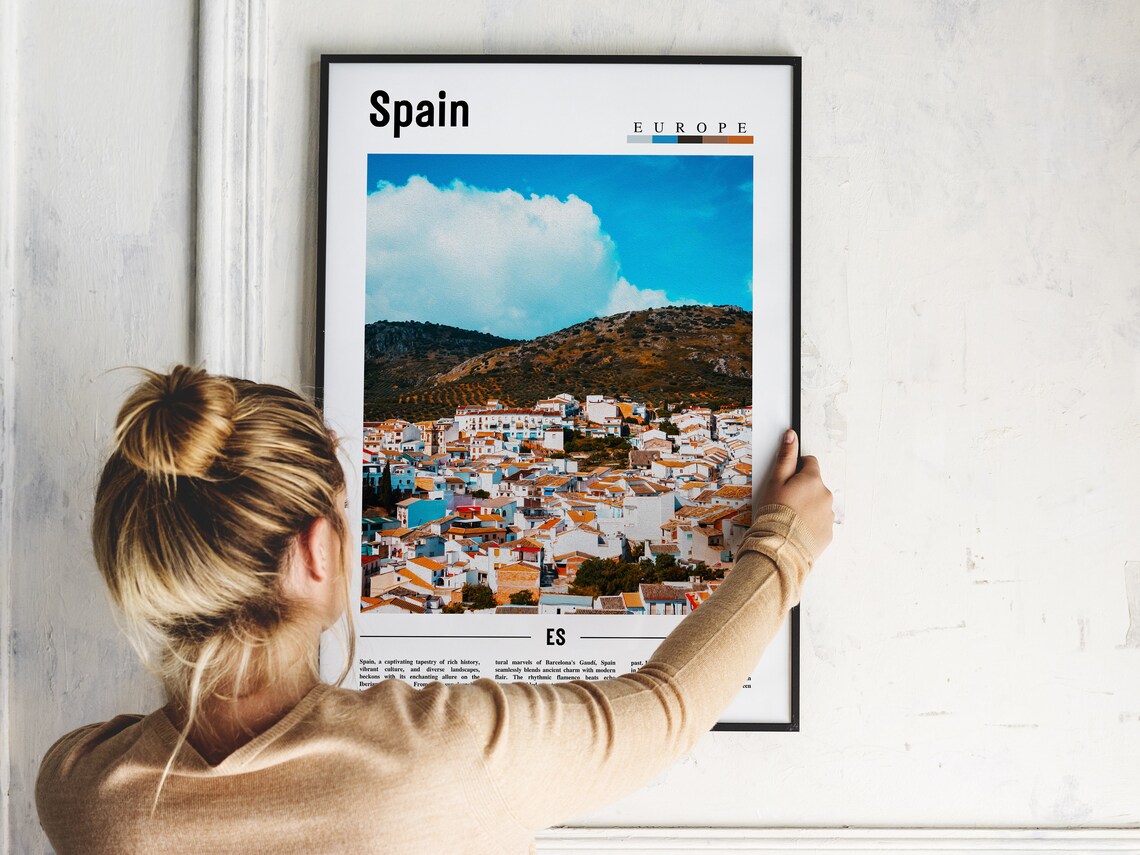 Picturesque Spain White Hillside Village Blue Sky Travel Poster - Image 2