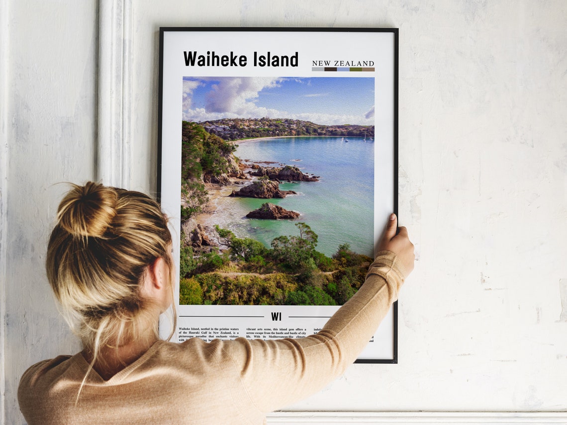 Waiheke Island Poster Waiheke Island Print Waiheke Island Wall Art Minimal Travel Print Travel Destination Oil Painting Poster - Image 2