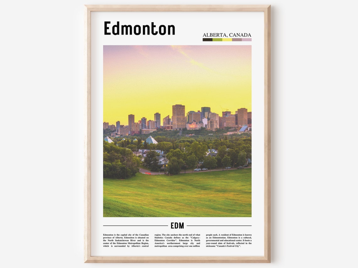 Edmonton Print Edmonton Poster Edmonton Wall Art Oil Painting Poster Colorful City Print City Artwork Travel Artwork Travel Wall Art