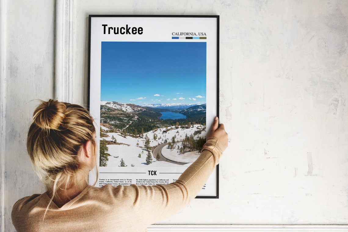 Truckee California Snowy Mountain Lake Scenic Road Travel Poster - Image 2