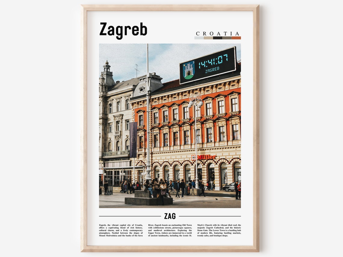 Zagreb Poster Zagreb Print Zagreb Wall Art Europe Photo Europe Poster Europe Print Travel Poster