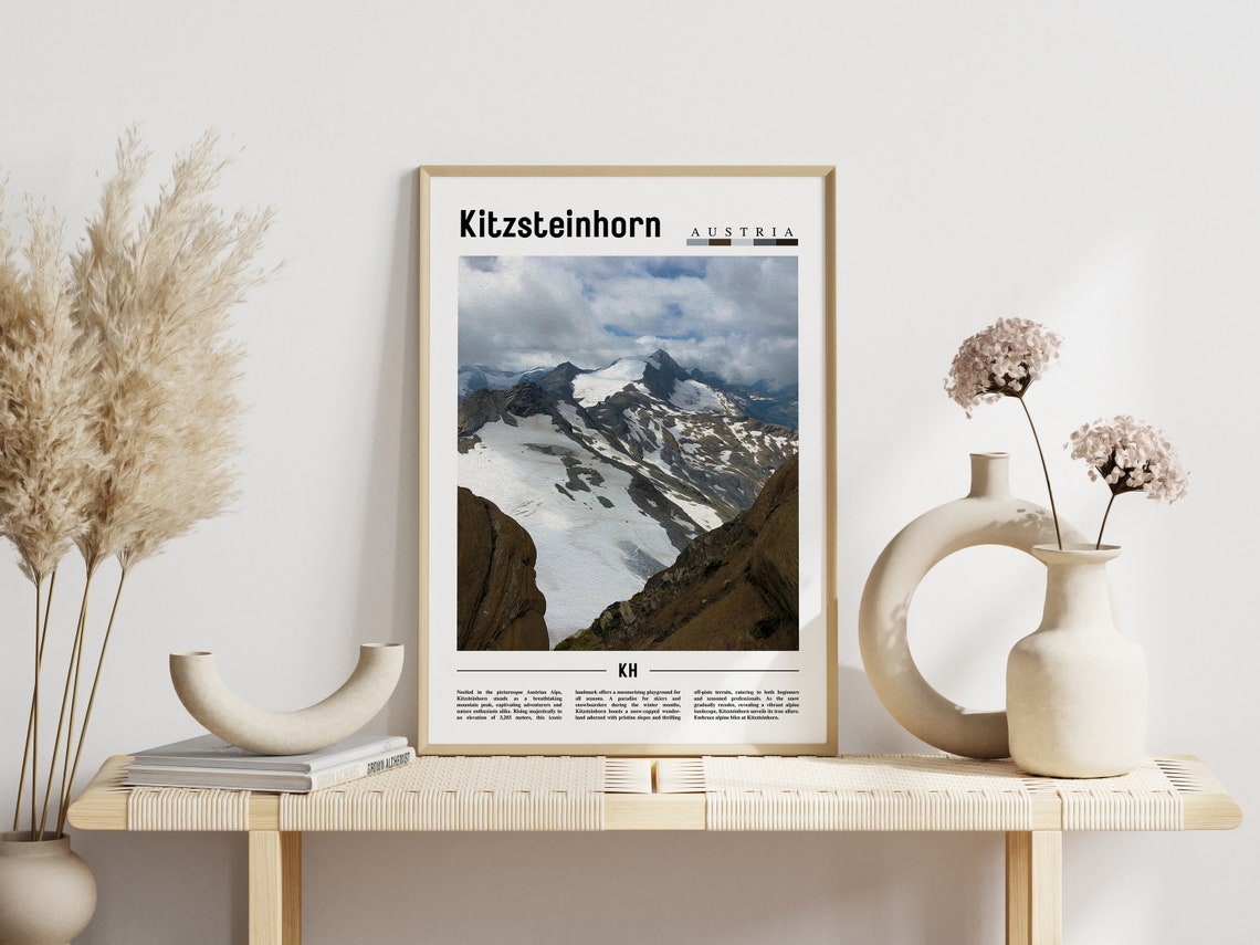 Kitzsteinhorn Austria Snowy Alps Peaks Photo Minimalist Travel Poster - Image 3