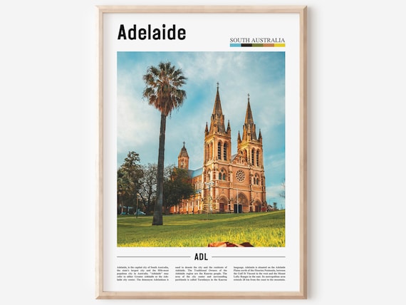 Adelaide South Australia Cathedral Palm Tree City Travel Poster