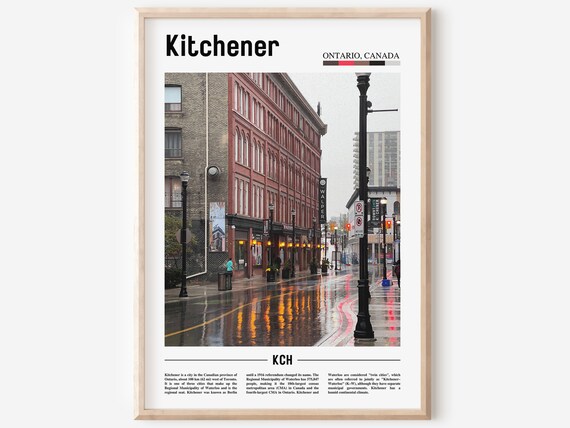Kitchener Ontario Rainy Downtown Street Brick Buildings Photo Poster