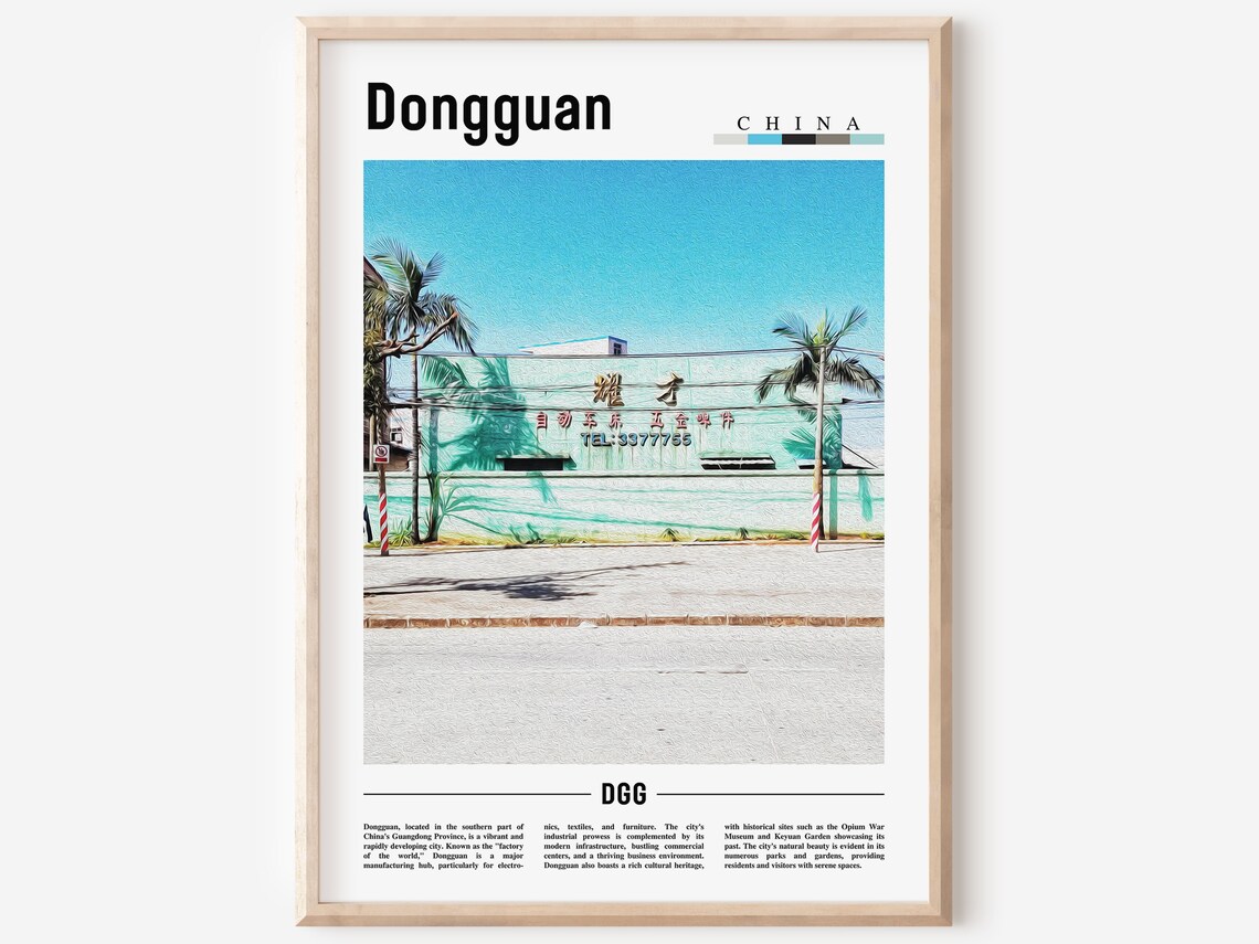 Dongguan China Street Scene Palm Trees Travel Photography Poster