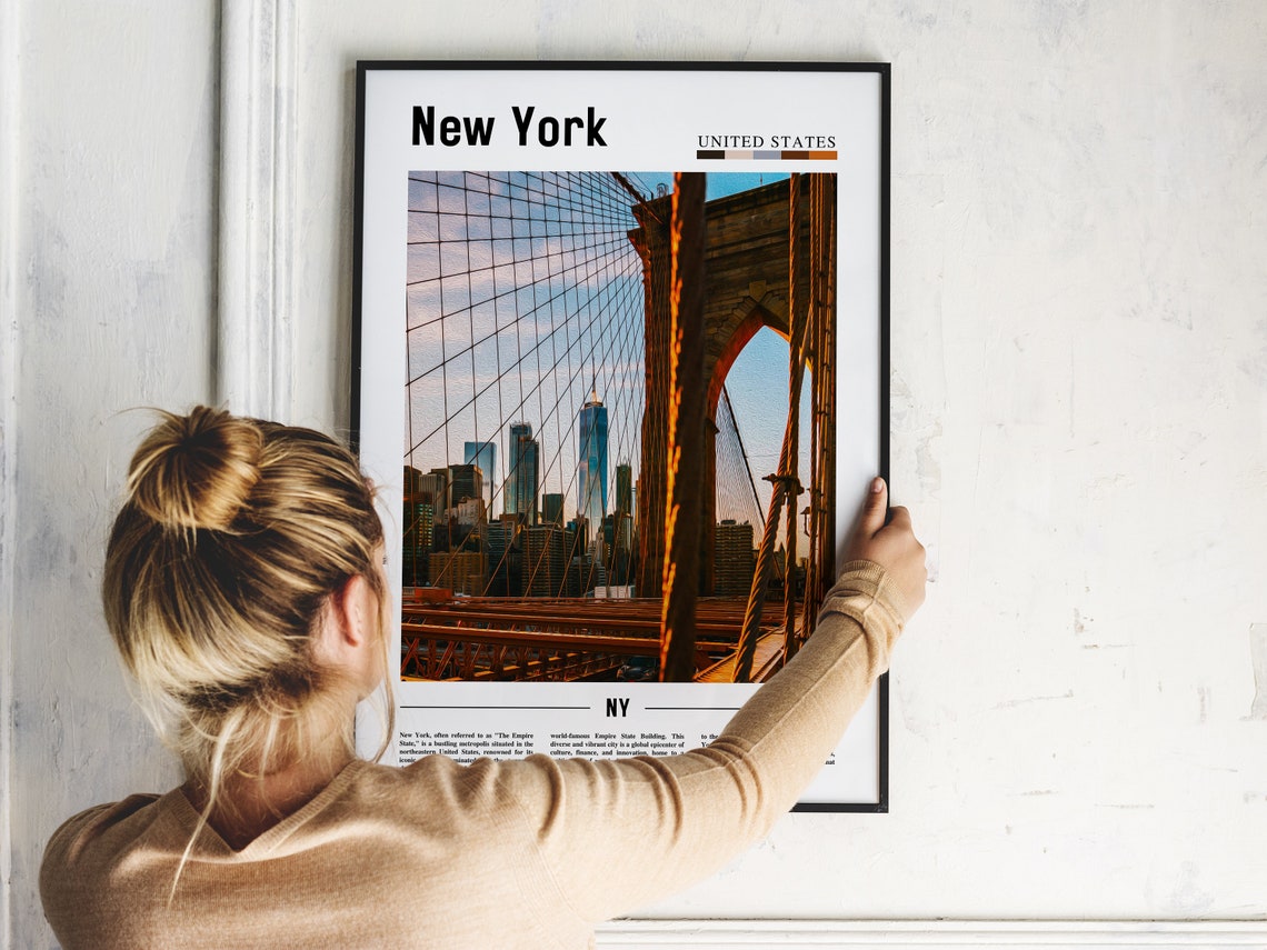 New York Brooklyn Bridge Manhattan Skyline Evening Glow Poster - Image 2