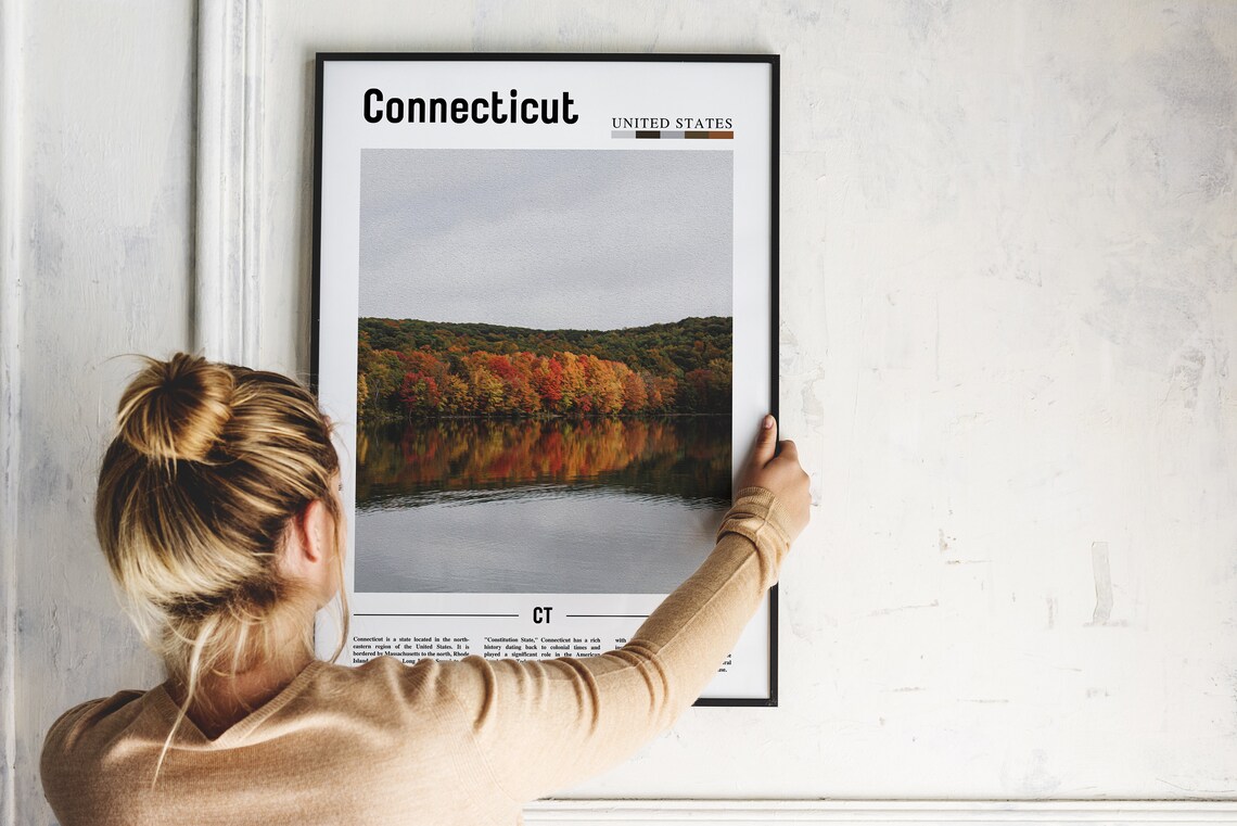 Connecticut Fall Foliage Lake Reflection Autumn Photo Travel Poster - Image 2