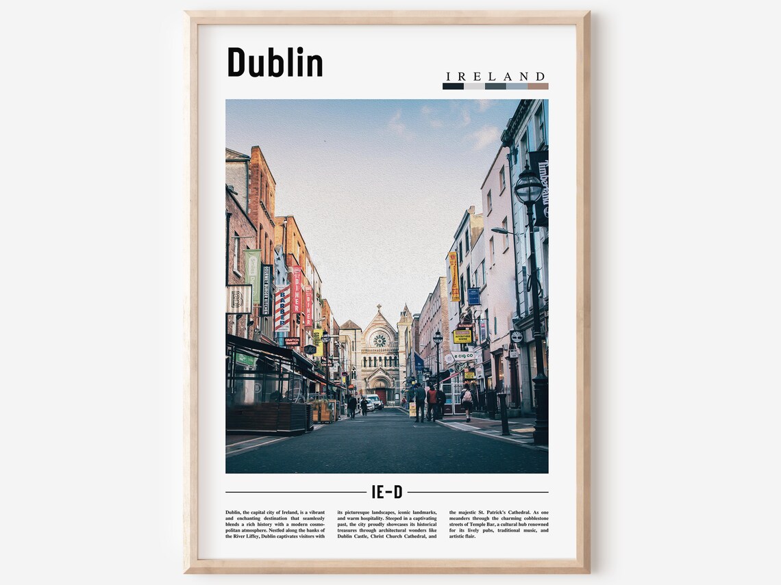 Dublin Ireland Historic Street Cathedral Travel Photo Art Poster
