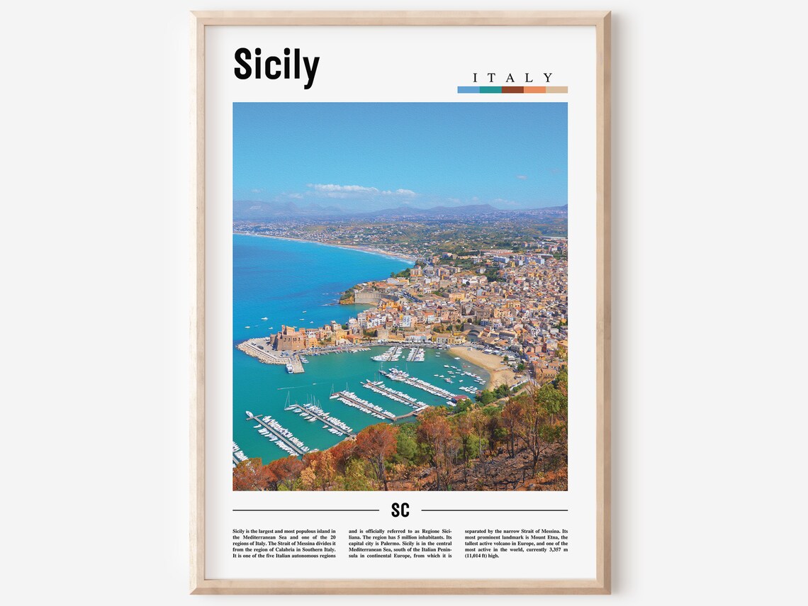 Sicily Minimal Travel Poster, Italy Wall Art