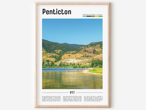 Penticton British Columbia Lakeside Hills Color Travel Photography Poster