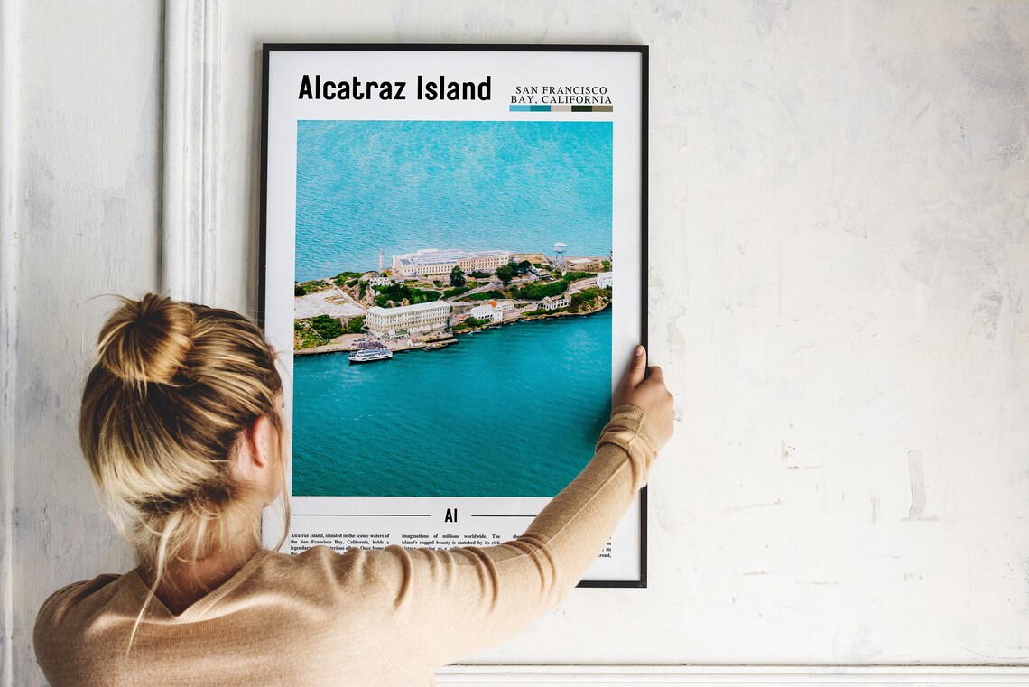 Alcatraz Island San Francisco Bay Aerial Travel Photography Poster - Image 2