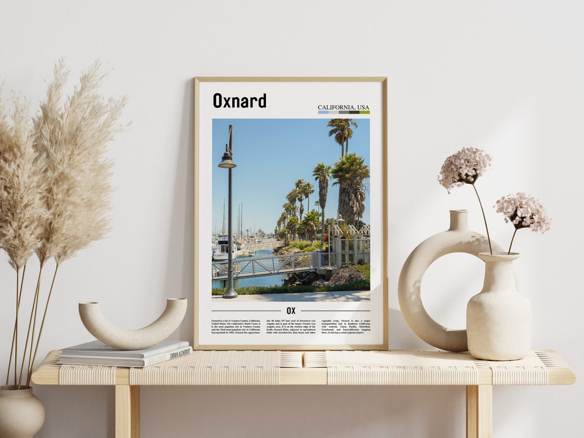 Oxnard Print Oxnard Poster Oxnard Wall Art Minimal Travel Print Minimal City Poster Travel Destination City Print Oil Painting Poster - Image 3