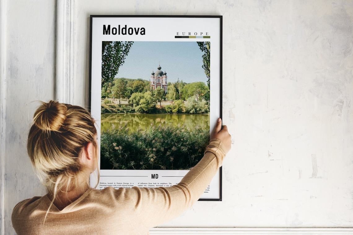 Moldova Europe Monastery Lake Photo Minimalist Travel Art Poster - Image 2