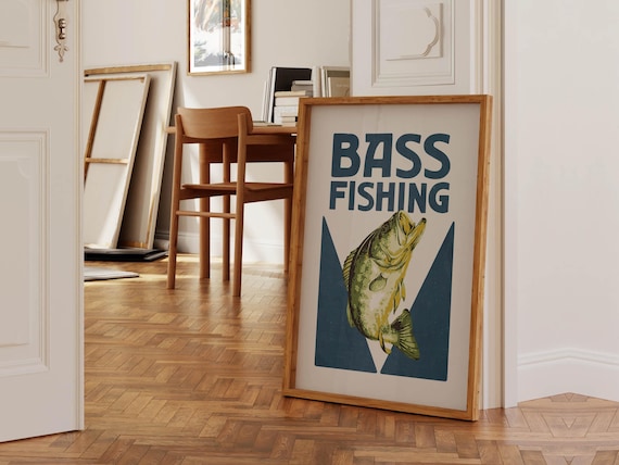 Big Bass Fishing Leaping Largemouth Retro Angler Gift Poster