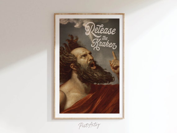 Zeus Painting Bathroom Art Funny Poster Print Vintage Midcentury Wall Art Toilet Humor Classical Decor Mens Bathroom Amusing Gift For Him