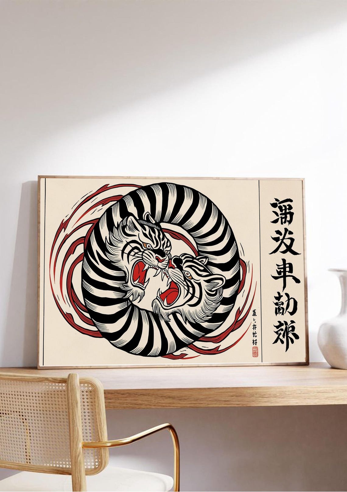 Japanese Tiger Vintage Artwork, Asian Wall Art - Image 5