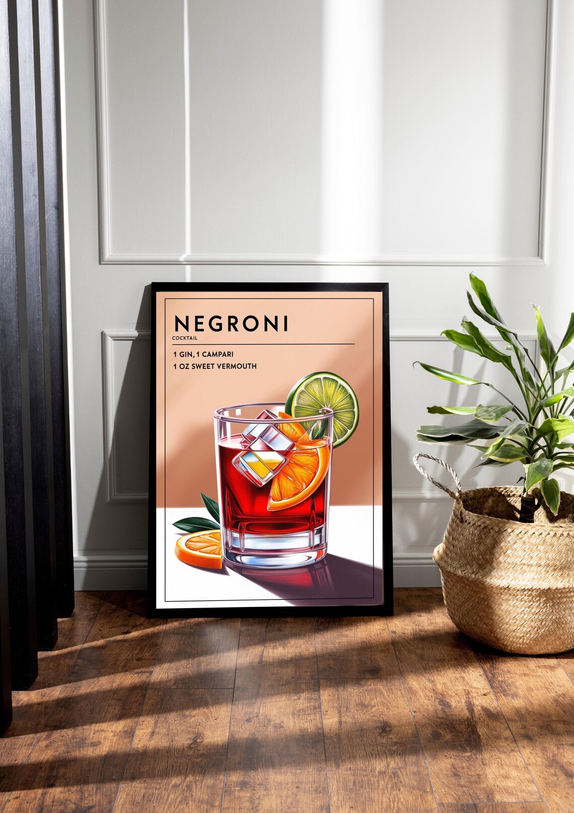 Negroni Cocktail Recipe Art Print, Modern Style