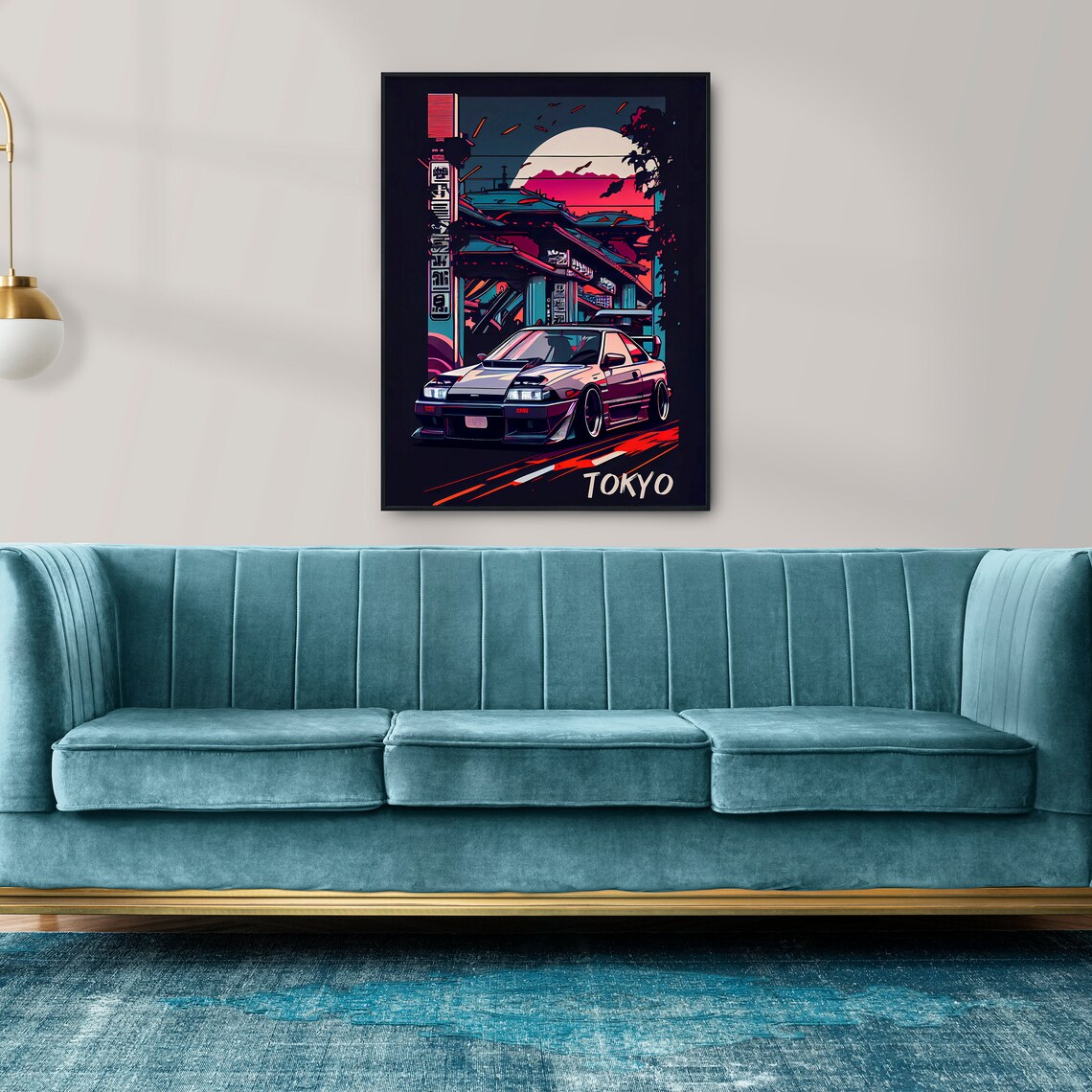 Tokyo Neon Night JDM Sports Coupe Japanese Street Art Poster - Image 2
