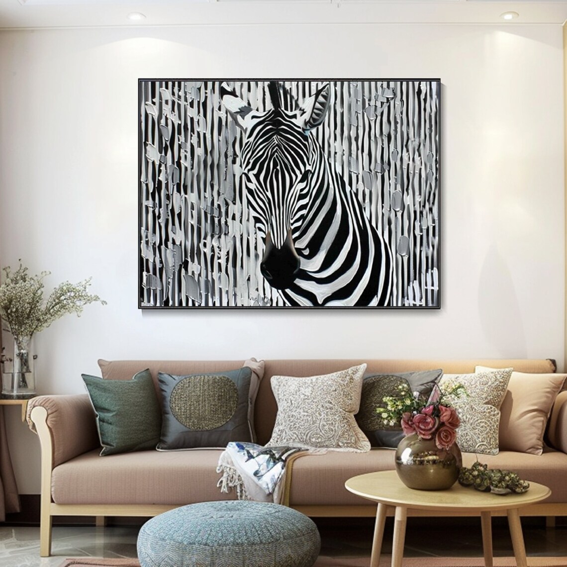 Zebra Portrait Black And White Striped Wildlife Animal Art Poster - Image 3